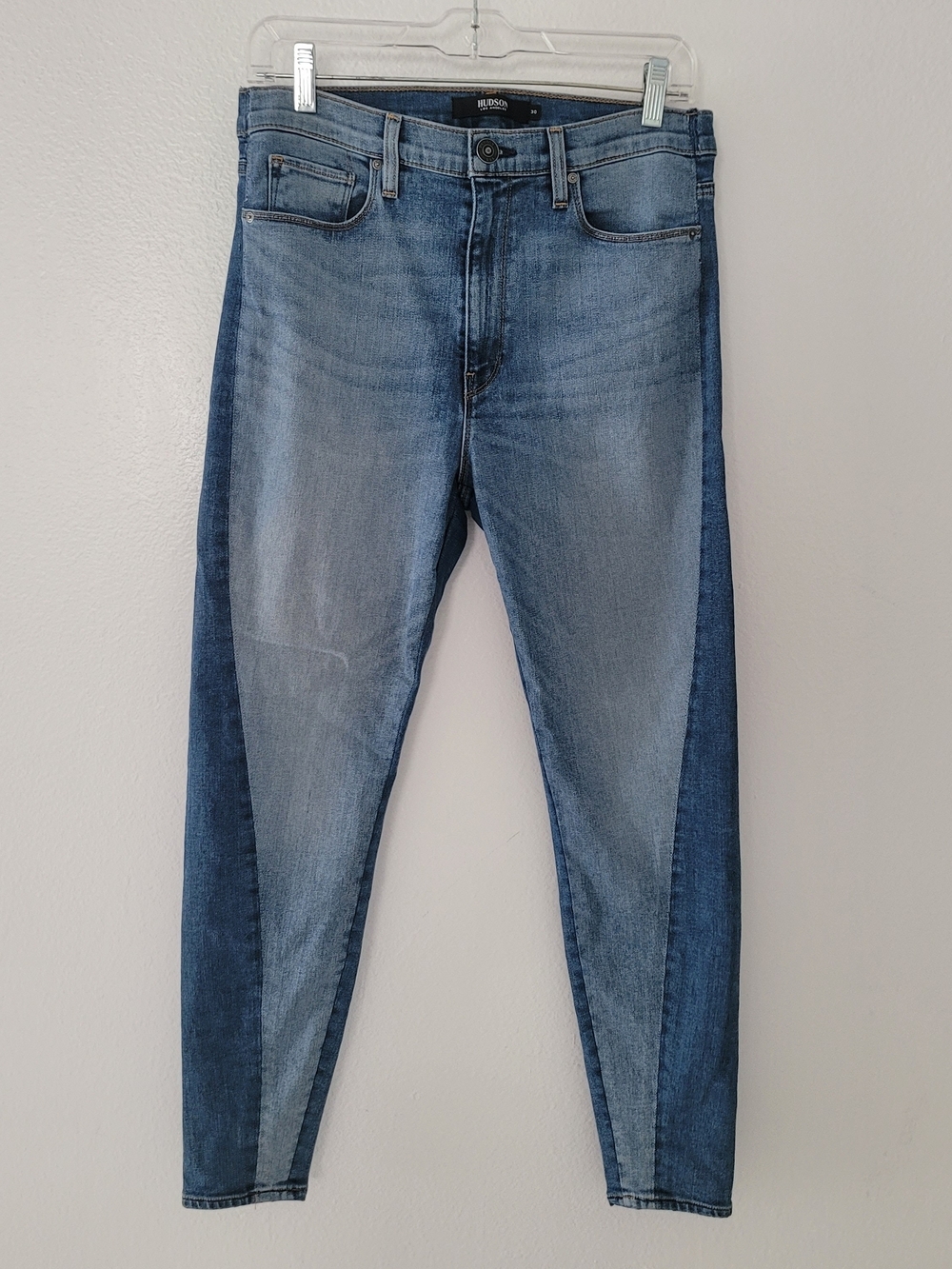 Hudson Jeans Two-Tone Light and Dark Blue High-Rise Skinny Women's Jeans Sz30